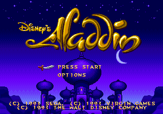 Aladdin title screen for Sega Genesis
